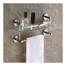 YF-SURINA Mensola per doccia Mensola per bagno Mensola in vetro angolare Scaffale galleggiante Mensole portaoggetti a parete con portasciugamani Foratura 30~50 cm 1~3 livelli Yb A-8,1 livello,50