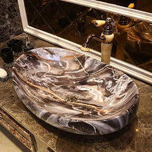 WEHOLY Lavabo in Resina Lavabo da Incasso Ovale in Pietra Naturale Lavabo antispruzzo per Hotel in Marmo Creativo retrò