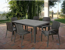 Ipae-Progarden S.P.A. Tomaino - Sedia Regina Antracite impilabile Effetto Rattan Set 4 Pezzi