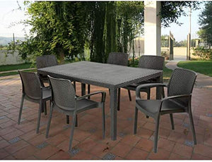 Ipae-Progarden S.P.A. Tomaino - Sedia Regina Antracite impilabile Effetto Rattan Set 4 Pezzi
