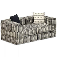Tidyard Divano Letto Modulare a 2 Posti in Tessuto a Strisc,Divano da Salotto con 2 Cuscini Multicolore