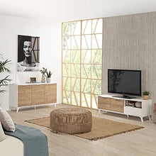 VS Venta-stock Mobile TV Koln 2 Porte e 1 cassetto, Color Bianco Spazzolato e Legno, 136,5 cm (Larghezza) 40 cm (profonditá) 48,5 cm (Altezza)
