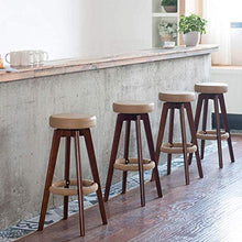LWW Sgabelli, sgabelli da bar girevole creativo sedia alta Sgabelli casa di legno moderno e minimalista Wooden Legs,Scuro Beige,74 cm