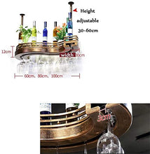 Classico Parete industriale montato Loft metallo di bottiglia della catena Wine Rack Bar mensola in legno Base d'attaccatura del supporto di archiviazione Mensola contatore della tazza del vino Calice