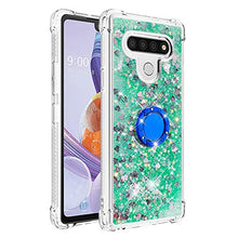 Custodia LG Stylo 6 Squillo della Base del Telefono TPU Brillantini Diamond Liquido Telefono Bumper Case（Amore Verde）