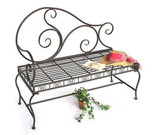 DanDiBo DY140488 - Panchina da giardino in metallo, resistente alle intemperie, 123 cm, panca a 2 posti, con schienale in metallo, colore: Marrone anticato