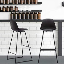 WOLTU BH158sz-2 Coppia Sgabelli da Bar Moderni Sedia Alta Cucina con Schienale di Ecopelle Gambe di Ferro Nero