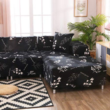Copridivano Elasticizzato 1/2/3/4 posti, Fodera per Divano Antiscivolo con Elastico, Stampa Floreale(Eleganza Nero, Copridivano 2 posti 55-67In)