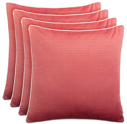Brandsseller - Cuscino decorativo da giardino, effetto lino, impermeabile, antimacchia e impermeabile, con chiusura lampo, ca. 45 x 45 cm, confezione risparmio da 4 pezzi, colore: Rosso