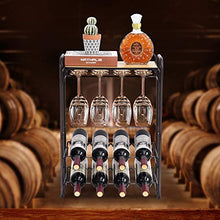 Kingrack 8 portabottiglie in metallo con portabicchieri e supporto per vino e tavolo, 4 ripiani per vino, supporto per vino, supporto per cucina, cantina, bar, piano di lavoro