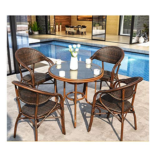 HLZY Tavolo in Vimini in Rattan mobili in Patio e Set Sedia, Arredamento per Esterni Ratan Patio Mobili Set di Vetro Tavolino Conversazione Tavolino Tavolino Conversazione Patio all'aperto