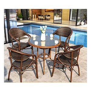 HLZY Tavolo in Vimini in Rattan mobili in Patio e Set Sedia, Arredamento per Esterni Ratan Patio Mobili Set di Vetro Tavolino Conversazione Tavolino Tavolino Conversazione Patio all'aperto