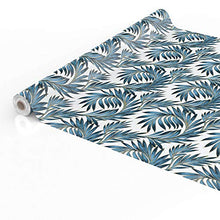 Anro - Tovaglia cerata lavabile, con foglie di palma, 200 x 140 cm, colore: oro e blu