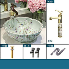 Jgophu - Lavabo artistico in ceramica dipinta a mano con fiori e uccelli