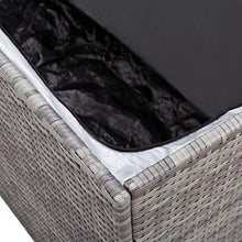 Tidyard Baule da Giardino Grigio in Polyrattan, Baule da Esterno,Bauli e Contenitori da Giardino, 120 x 50 x 60 cm