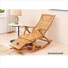 Hfyg Lettino Prendisole Sedia da Giardino con Sedia a Dondolo in Legno di bambù Portatile per Pausa Pranzo Chaise Longue