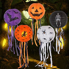 ARTFFEL Vola 6 Pezzi di Halloween della Lanterna di Carta Luce della Decorazione LED Appeso all'aperto Yard Zucca Bat Lampada a Sospensione .Compleanno