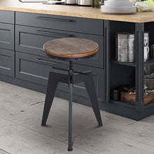 homcom Sgabello da Bar Alto in Stile Industriale Regolabile in Altezza, Metallo e Legno, 39x41x49-64cm Marrone e Nero