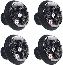 Giglio bianco disegnato a mano nero Pomelli per Porta Set di 4 Pomelli per Mobili Manopole per Cassetti Cucina Armadio Vetro