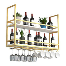JHGJBJ d'oro Appesa Vino Rack, Stile Industriale in Ferro Battuto Doppia Cremagliera di Immagazzinaggio della Cucina Soffitto Appeso, con 2 Portabicchieri (Size : 80x30x80cm)