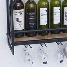 Zfggd Wine Rack Parete, Titolare del Vino 23.6in Rustico Metallo Appeso, Gli Accessori del Vino, 2-Tiers Wall Mount Bottle Holder con 5 Calice Holder