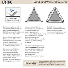 Detex Tenda a Vela Triangolare 4x4x4m Protezione Raggi UV50 Tessuto Oxford Idrorepellente Protezione dal Vento tendone da Sole Giardino Parasole terrazza Esterni