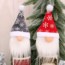 QiChan 6 Pezzi Coperchio Decorativo per Bottiglia di Vino di Natale, Adorabili gnomi di Natale Coperchio per Bottiglia di Vino, Sacchetti per Bottiglie di Cappello di Babbo Natale (Rosso e Grigio)