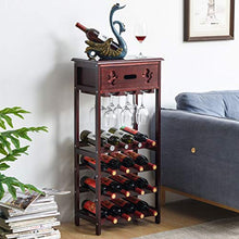 Jixi 4 Tier Solido Wine Rack Legno con cassetto Europea Classic Wine Bottle Holder Organizer Display Stand Grande ripiano Portavini Portabottiglie (Color : Wine Red)
