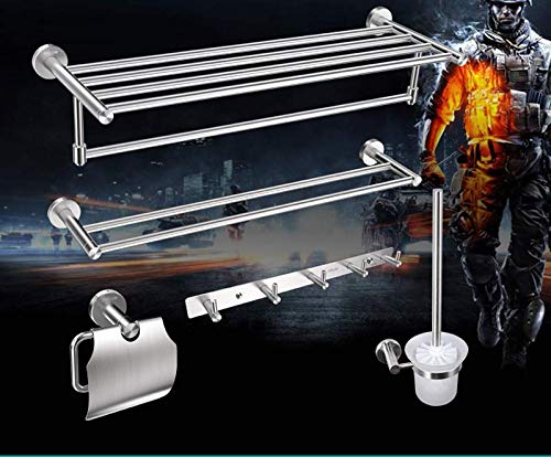 MBYW Portasciugamani Moderno Portasciugamani Elegante per Il Bagno di Moda Portasciugamani da Bagno in Acciaio Inox, portasciugamani in Acciaio Inox con Doppia Asta, Ciondolo da Cinque Pezzi da Bagno