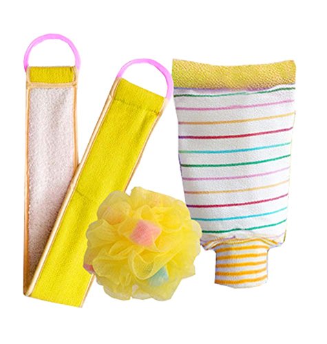 Black Temptation 3 Accessori da Bagno per Doccia, Doppia Spugna da Bagno con Fascia di Lavaggio Laterale, D
