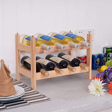 COSTWAY Cantinetta Portabottiglie a 2 Ripiani per 8 Bottiglie, Portabottiglie da Vino in Legno, 43 x 25 x 31 cm