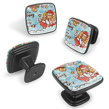 Merry Christmas Ginger cat carattere neve Pomelli per Porta Set di 4 Pomelli per Mobili Manopole per Cassetti Cucina Armadio Vetro