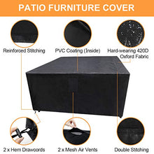 Furuix copertura per mobili da giardino impermeabile per esterni copertura per tavolo antivento/UV/pioggia/antipolvere copertura per tavolo rettangolare in tessuto Oxford impermeabile (125*125*74 cm)