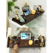 CAI-1 Vassoio da Bagno Vassoio Caddy per Vasca in Legno, Scomparto Marrone Estraibile e Accessorio per Bagno della casa, 73x23x4cm (Fino a 109 cm)