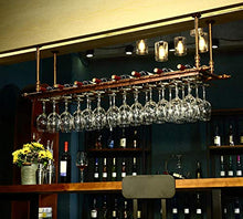 lanying Portabottiglie Portabicchieri pensile,Porta Bicchiere da Vino a soffitto, Porta Bicchiere e portabottiglie-Bronzo_60 * 30 cm