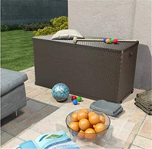 Pissente - Scatola portaoggetti da giardino in plastica, grande capacità, in polipropilene, per giardino, facile da montare, con serratura, capacità 420 l, colore: marrone