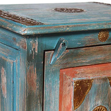 Tidyard- Comodino in Legno, Comodini Vintage Massello di Mango Blu