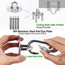 1Set Amaca ganci appesi Kit oscillazione piastra Appendini Heavy Duty in acciaio inox Eye con Snap moschettone Viti per Swing Argento
