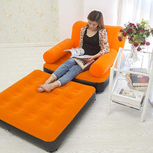 HongTeng Divani Divano Gonfiabile della Pelle Scamosciata Singolo Divano Pigro casa Esterna Campeggio Portatile Letto Siesta Sedile + Pompa elettrica 64 × 191 × 97 cm