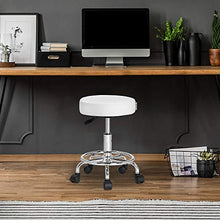 CASARIA Sgabello girevole altezza regolabile 51-65 cm sedia da lavoro 360° spessore seduta 10cm centro bianco