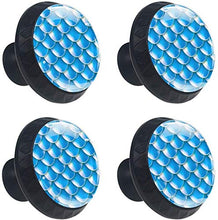 Sirena coda scala blu Pomelli per Porta Set di 4 Pomelli per Mobili Manopole per Cassetti Cucina Armadio Vetro