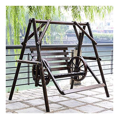 Grande aliante all'aperto con supporto, Sedia da giardino Swing Sedia esterna Mobili da esterno Sedia a battente, tutte in legno massello impermeabile e anticorrosione Doppia terrazza sedia a dondolo