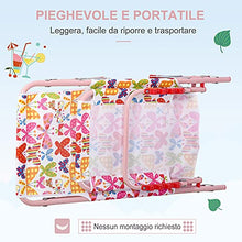 Outsunny Sedia Sdraio per Bambini Pieghevole in Metallo e Poliestere, Schienale Reclinabile Fino 180°, 118x40x24cm Rosa