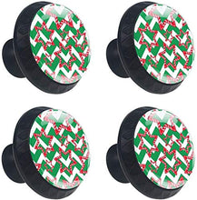 Candy Christmas Star Verde Bianco Zigzag Pomelli per Porta Set di 4 Pomelli per Mobili Manopole per Cassetti Cucina Armadio Vetro