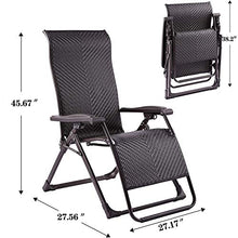 DHHZRKJ Sedia a gravità Zero, Set di 2, sedie a Sdraio Pieghevoli in Rattan con Posizioni Regolabili, Poltrona reclinabile per Giardino a Bordo Piscina, Patio, Spiaggia