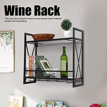 EBTOOLS Portabottiglie per Vino a 2 Livelli, Parete Armadietto per Vino Cantinetta Portabottiglie in Ferro + MDF, 20x60x54cm