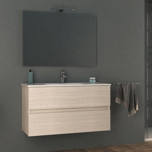 giordanoshop Mobile Bagno Sospeso 100 cm Lavabo e Specchio Tavassi Giove Rovere Bianco
