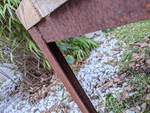 Panchina da giardino in metallo e legno, resistente alle intemperie, per 2 – 3 posti, per giardino, parco, balcone, lunghezza 114 cm, larghezza 53 cm, altezza 45 cm