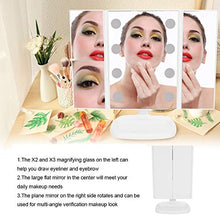 Specchio da trucco, specchio da trucco a LED, 3 pieghevoli, 2 x 3 x, con lente di ingrandimento elettrica da scrivania