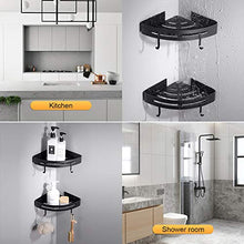 Ibergrif M34033B - Mensola Doccia con 2 Ganci, Angolo Organizer per il Bagno, Cestello Portaoggetti, 3M Senza Trapani, Spazio in Alluminio, 2 Confezioni